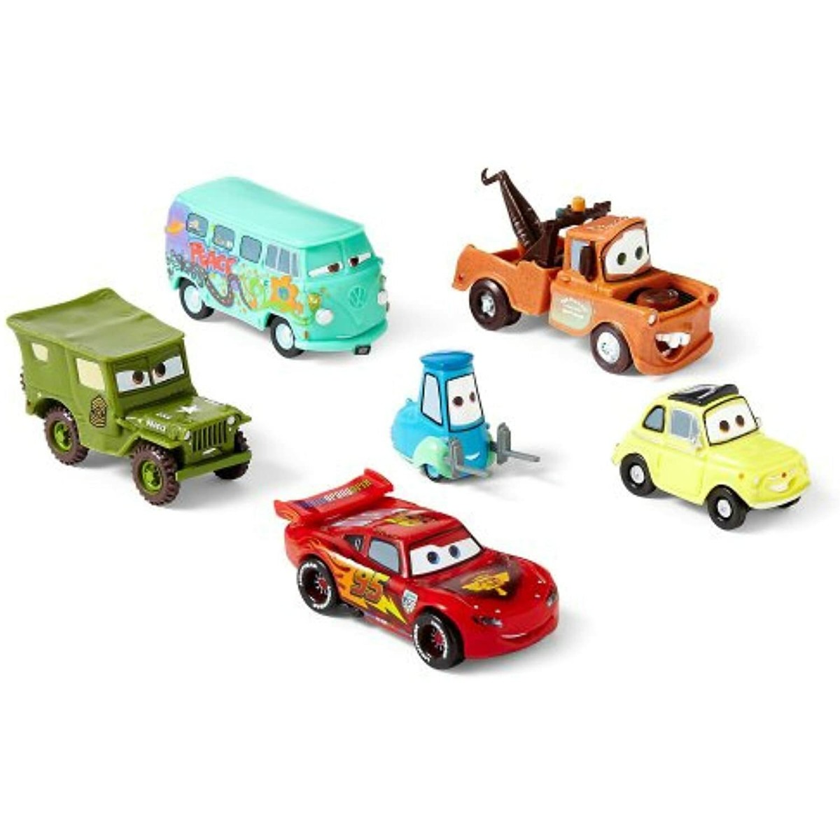 sa882 カーズ2 限定　MATER LUIGI McQUEEN GUIDO Disney Cars 6 pc Lightning McQueen, Luigi, Guido, Mater, Sarge
