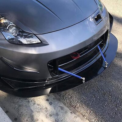 2-Piece Adjustable Front Bumper Lip Splitter Strut Rods – Blue Aluminum & Stainless Steel Tie Bars (Universal)