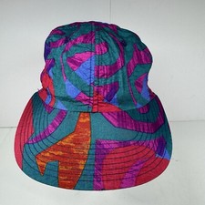 Vintage Nike 80  s Baseball Hat Geometric All Over Print Nylon Elastic Swoosh