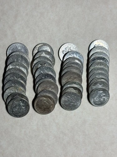 Lot of 10 ($1 FV) ROOSEVELT DIMES - 90% SILVER - EF/AU