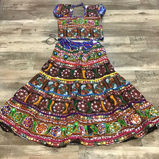 Handmade Beaded Intricate Embroidered Women's Size S Multi Color Skirt Top