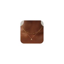 Layered Gold Initial Necklaces for Women, 18K Gold Plated Letter A Initial Penda