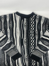 Vintage Men's Coogi Style Black White 3D Knit Cable GAS Sweater L 