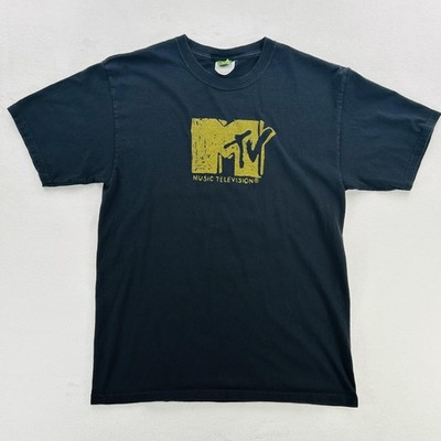 Vintage MTV Shirt Mens Medium Black 2005 Music Television Logo Graphic Tee 00s