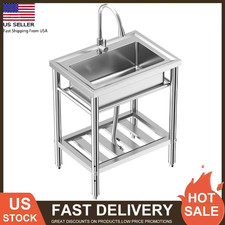 Stainless Steel Utility Sink 28x20x34" Free Standing Single Bowl Sink w/ Faucet
