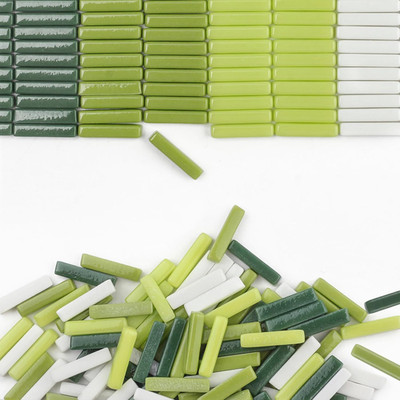 Mosaic Tiles Bulk 200G Green Glass Pieces Strips for DIY Crafts Art Projects