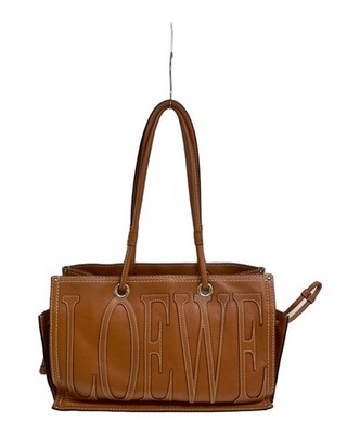 LOEWE Anagram Shopper Tote Bag Leather Shoulder Handbag Luxury Purse Brown 99