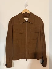 CMMN SWDN Isola Blouson Jacket Textured Italian Viscose Brown Sz S