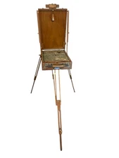 Vintage Grumbacher 286 France Artist's Portable Travel Easel Paint Box Case Wood