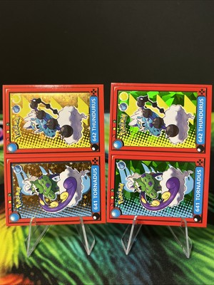 Tornadus/Thundurus Pokedex Gold Star & Green Cracked Ice Sticker Set!