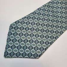 TOMMY HILFIGER 100% Italian Silk Made in USA Neck Tie Men Green Geometric Design