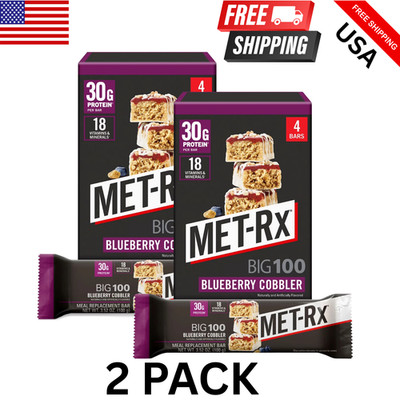 Met-Rx Big 100 High Protein Meal Replacement Bars, Blueberry Cobbler,(2 Pack)