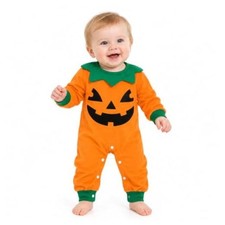 Baby Halloween Pumpkin Costume Jack-O-Lantern Romper Set 3-6 Months Orange