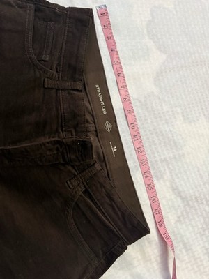 St. John's Bay Women s Brown Corduroy Flat Front Mid Rise Straight Pants Pockets