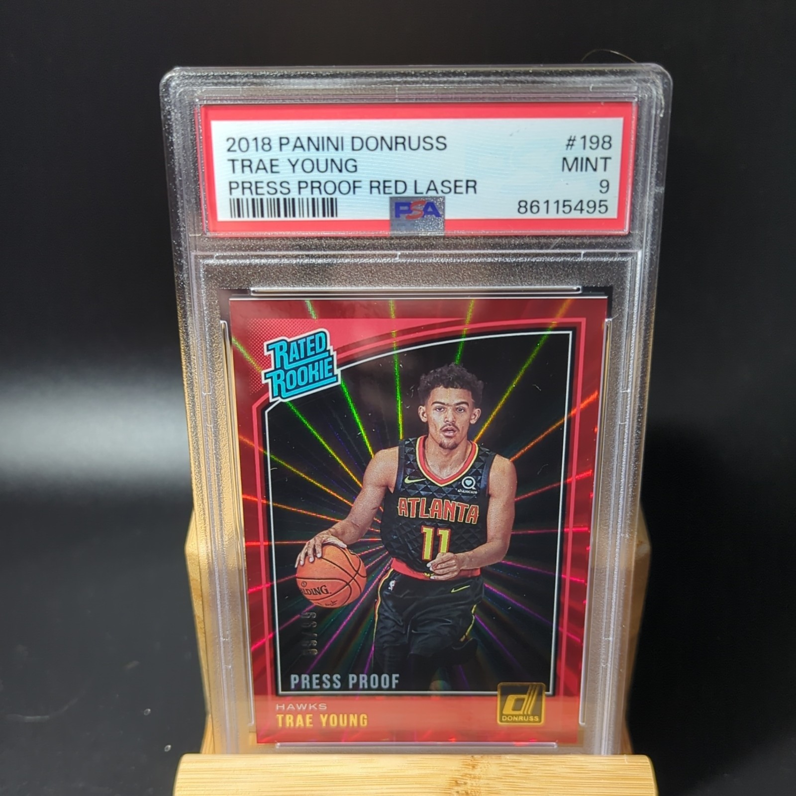 2018 Donruss #198 Trae Young "Press Proof Red Laser" /99 🏀 RC 🔥 Hawks 🔥 PSA 9