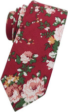 Men's Cotton Printed Floral Neck Tie Skinny Tie
