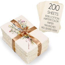 Oleitodh 200 Sheets Cotton Watercolor Paper 4 x 6inch, 140lb/300 GSM Handmade...