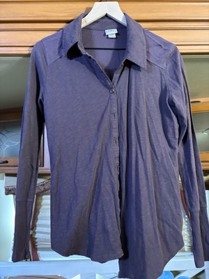 Day Trip Blue And White Striped Long Sleeve Button Up Women s Size Medium