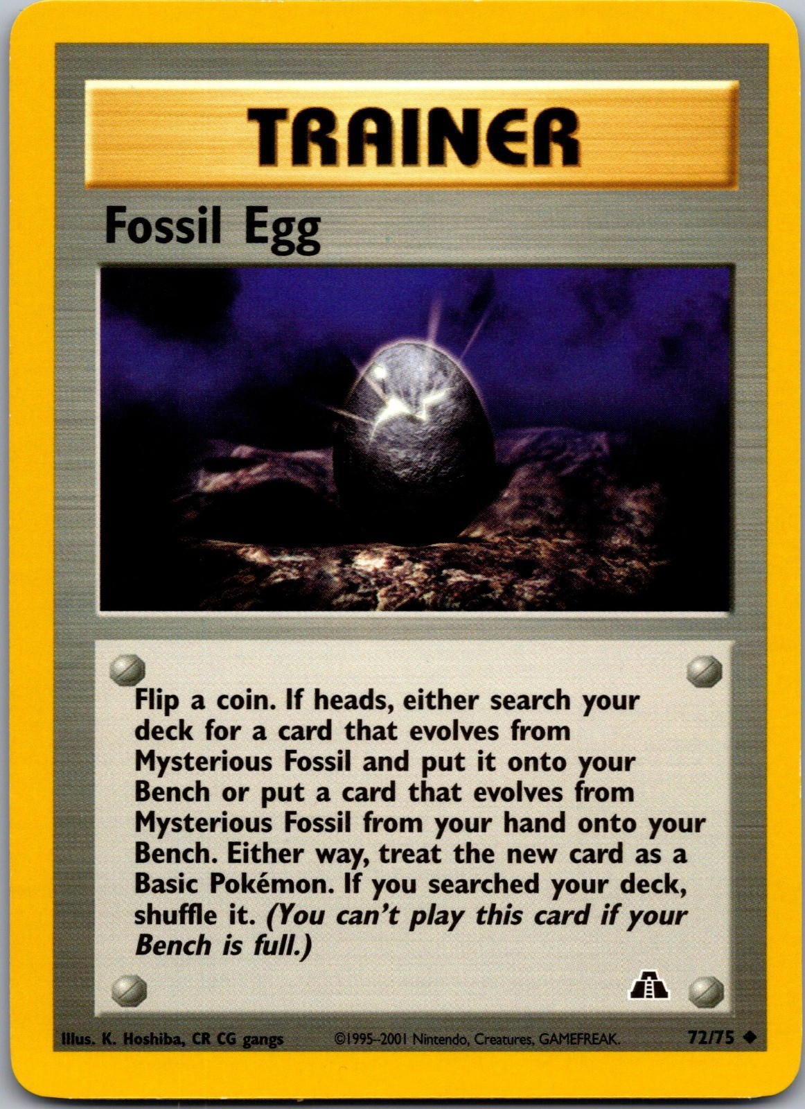 Fossil Egg Uncommon Neo Discovery 72/75 NM