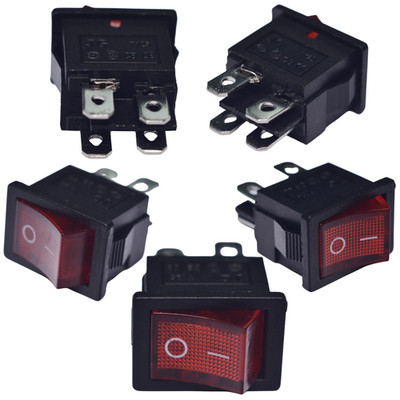 Hull Shape Snap-In KCD1-104 4 Pin On-Off Switch with Lamp (5 Pack)