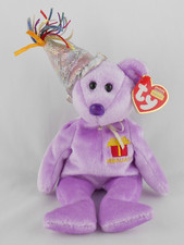 TY Beanie Baby Purple Party Bear Birthday Collection February 2002