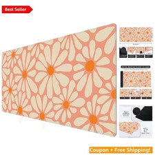 Durable Anti-Slip XXL Mouse Pad - Ergonomic Orange Floral Desk Mat for Creatives