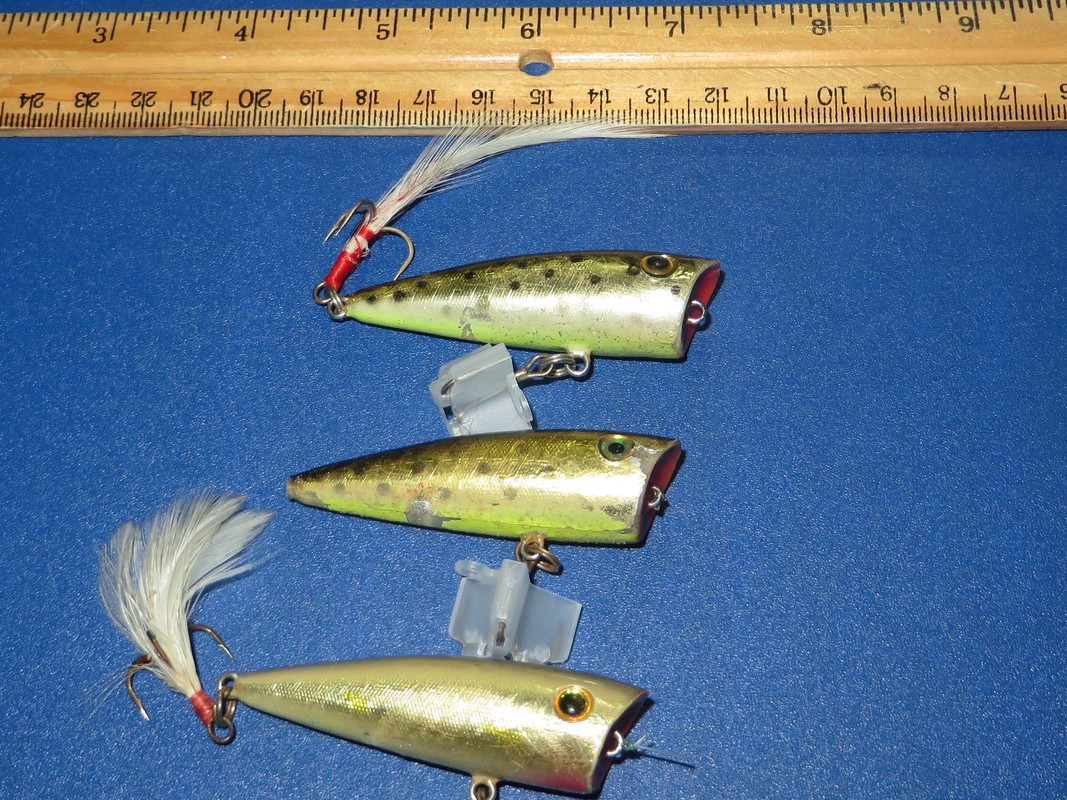 Lot of 3 Lobina Rico Topwater Lures Gold Chart - Image 1