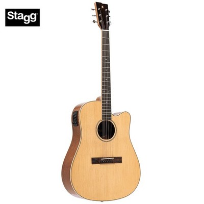Stagg Series 45 Dreadnought Cutaway Spruce Top Acoustic Electric Guitar SA45 DCE