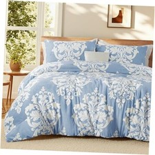 Fleece King Comforter Set, Soft Fluffy Warm 3D Boho King 104"x90" Slate Blue