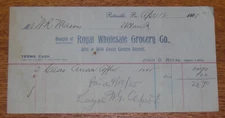 Antique 1905 Billhead Receipt - Royal Wholesale Grocery Co. - Pottsville PA