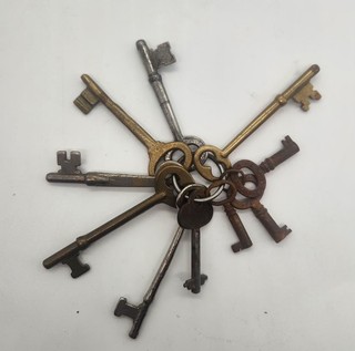Lote de 10 llaves esqueleto originales antiguas diferentes estilos (#082102)