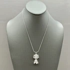 Necklace Women Silver Tone Rhinestone Poodle Puppy Dog Animal Pendant 18 Inch