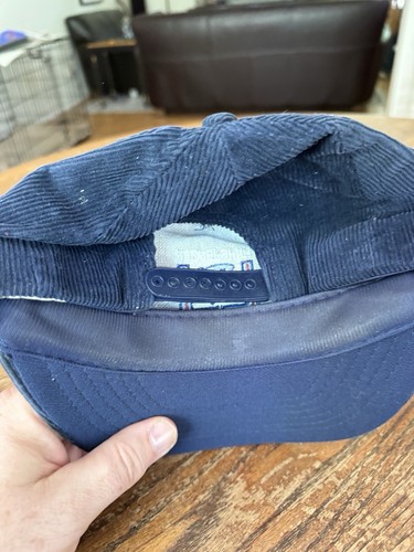 Vintage LUHR-JENSEN Hat Corduroy Navy Blue, Embroidered Snapback - Picture 3 of 4
