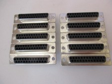  10 Lot DB25 Female Crimp Wire NO PINS Connectors D-SUB Panel Mount DB25FC/T