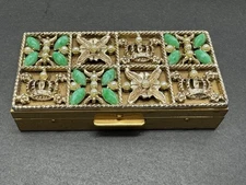 Vintage Sam Fink S.F. Co. 5th Ave Powder Makeup Compact Jewels Art Deco Pill Box