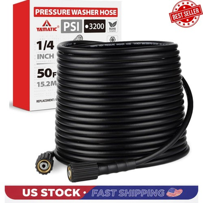 #ad #ad 50FT Pressure Washer Hose 1 4in 3200 PSI M22 14mm Brass Fittings $36.37