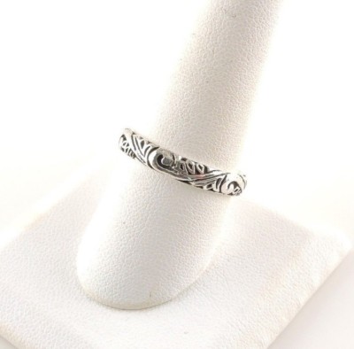 Sterling Silver Textured Swirl Band Ring