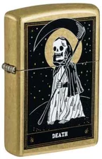 Zippo 46722, Reaper-Death Card Design, Street Brass Finish Lighter, NEW