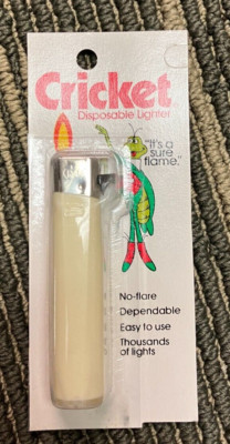 Vintage Sealed 'Cricket' Disposable Lighter It's A Sure Flame! 70's/80's France