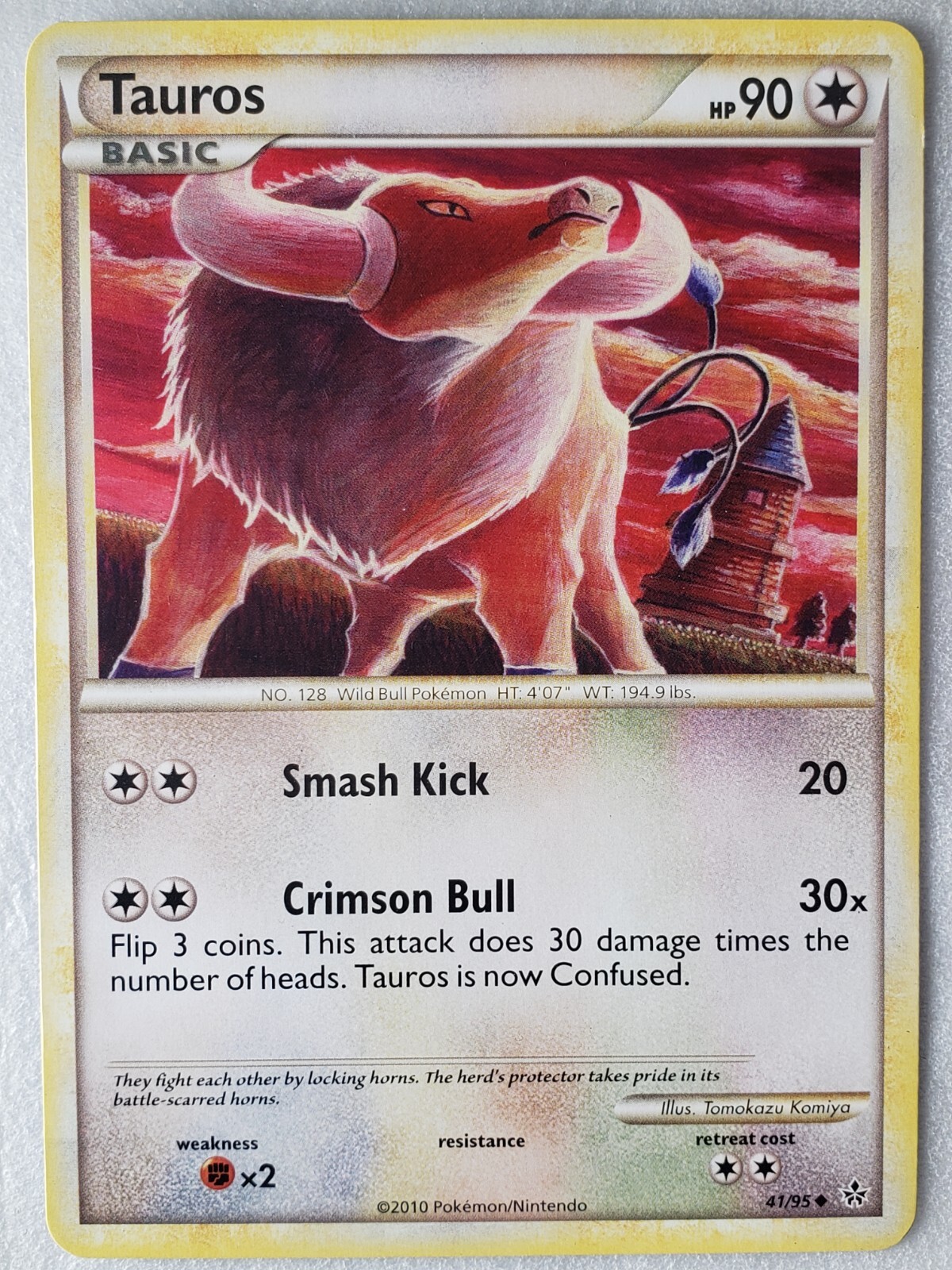 Tauros 41/95 VLP - Unleashed Pokemon Card - Tomokazu Komiya Art