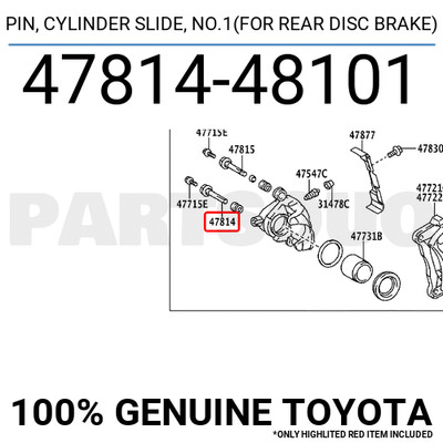 4781448101 Genuine Toyota PIN, CYLINDER SLIDE, NO.1(FOR REAR DISC 