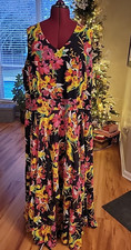 Jessica London Navy Floral Plus Size 30W FlyAway Maxi Dress Overlay/Poly Lining