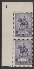 Australia 1935 2/- Silver Jubilee Plate Number Pair - Hinged in selvege only