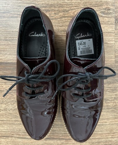 Zapatos Clarks Fintona Rosa Burdeos Reino Unido 5 UE 38 Mujer Borgoña Charol Calles - Imagen 6 de 8