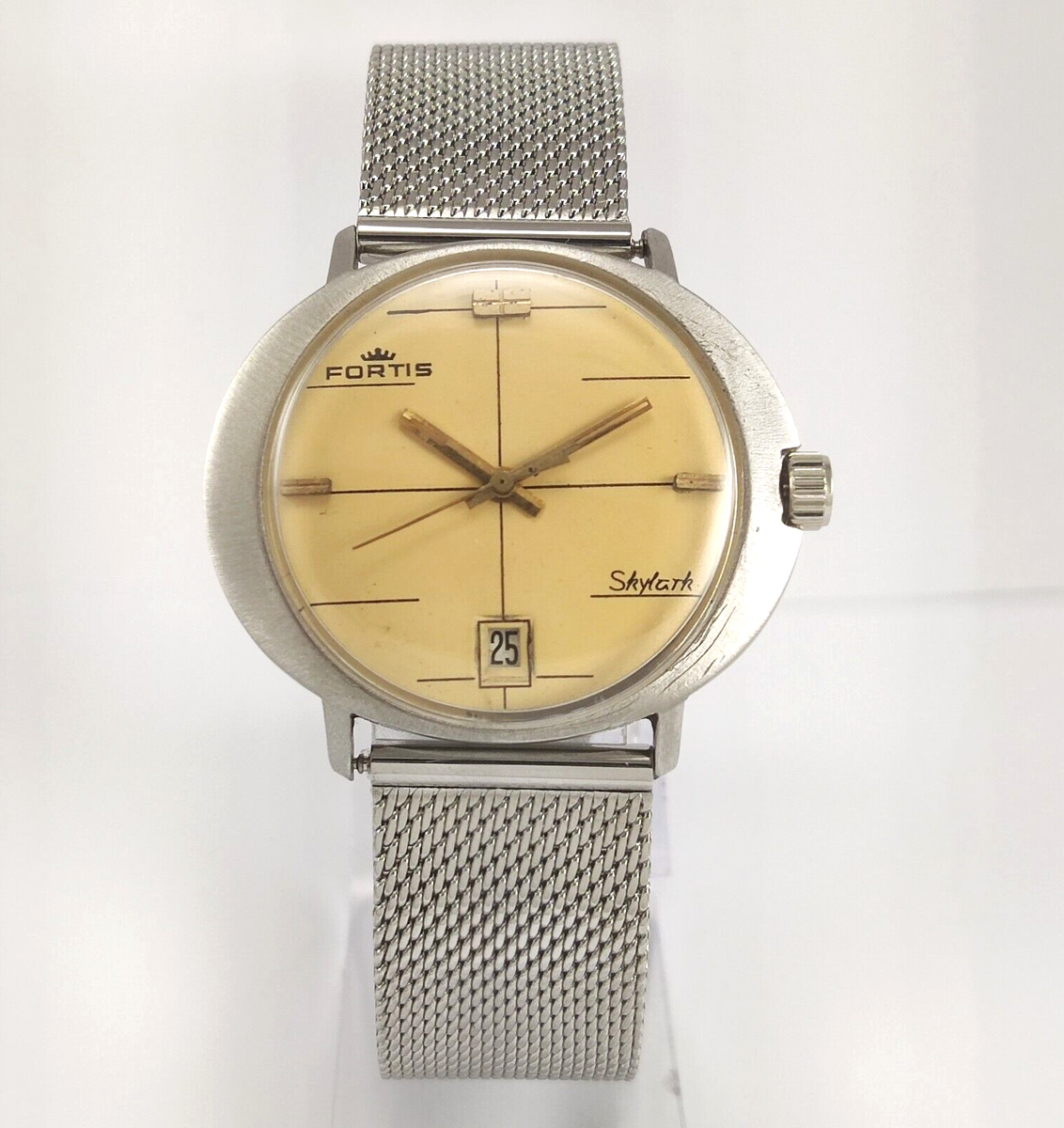 Fortis Skylark 6178 Cream Dial Date Function Automatic Movement Men Wrist  Watch