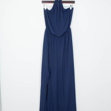 Show Me Your MuMu Heather Halter Maxi Dress Navy Blue Womens Size Large