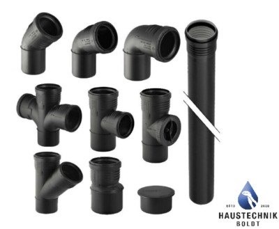 Geberit Silent-PP Rohr, Muffe, Bogen, Abzweig, Red., uvm. ,32,40,50,75,90,110 mm