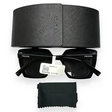 Prada Sunglasses SPR23Z 16K-5S0 Black Butterfly Frames Dark Gray w/case NWT