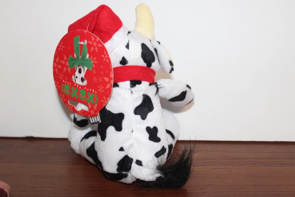 Cow Dog Toy Soft Plush Squeaky Cuddle Tugs Dog Toy Tough Durable Christmas Gift - Image 3 of 4