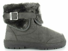 Ladies Ella Winter Boots Faux Fur Ankle Warm Buckle Snug Sheepskin Comfort Shoes